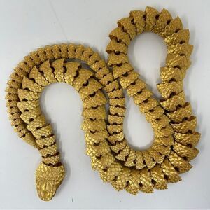 Articulating Snakes 3D Printed 5 Feet Long Metallic Gold Color Décor Gift